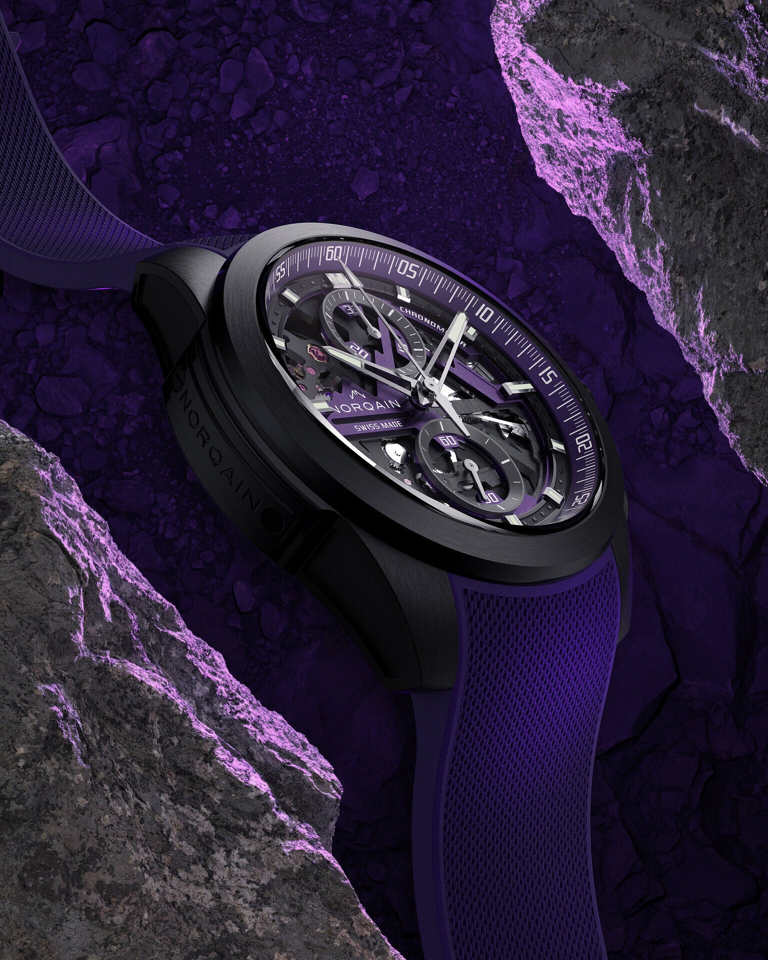 Norqain Independence Skeleton Chrono Auto Limited Edition (Purple Skeleton Dial / 42mm)