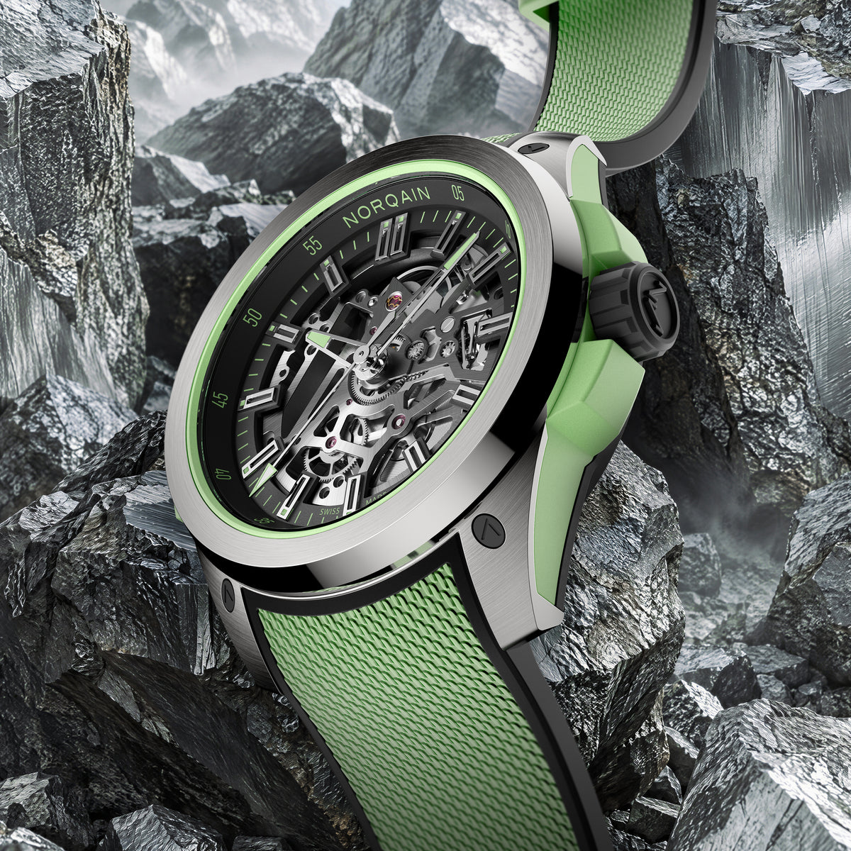 Norqain Wild One Skeleton Titanium Auto (Mint Skeleton Dial / 42mm)