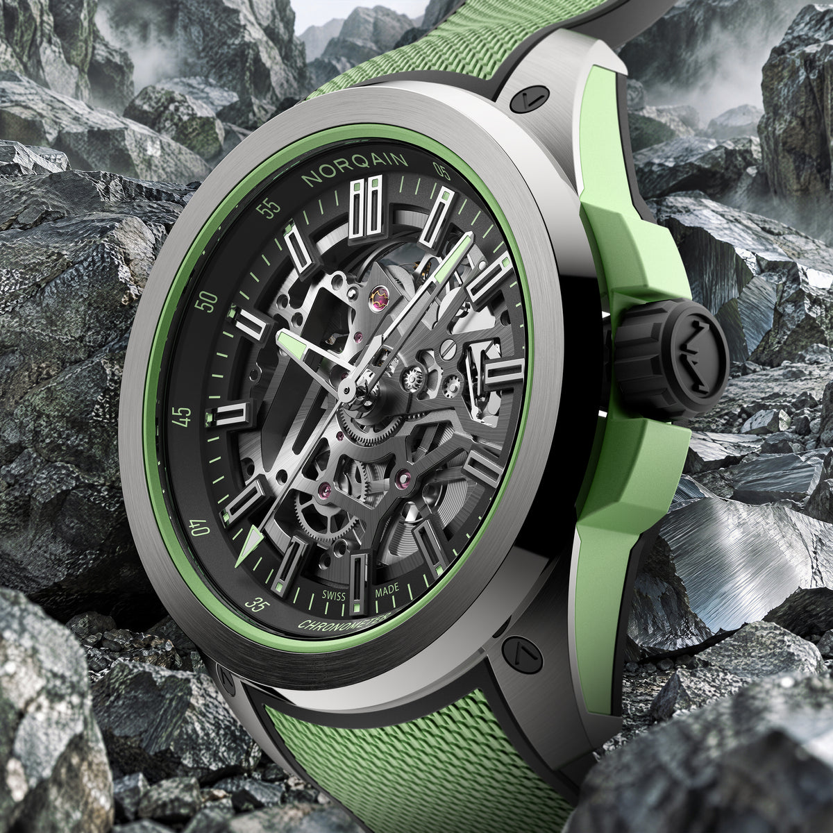 Norqain Wild One Skeleton Titanium Auto (Mint Skeleton Dial / 42mm)
