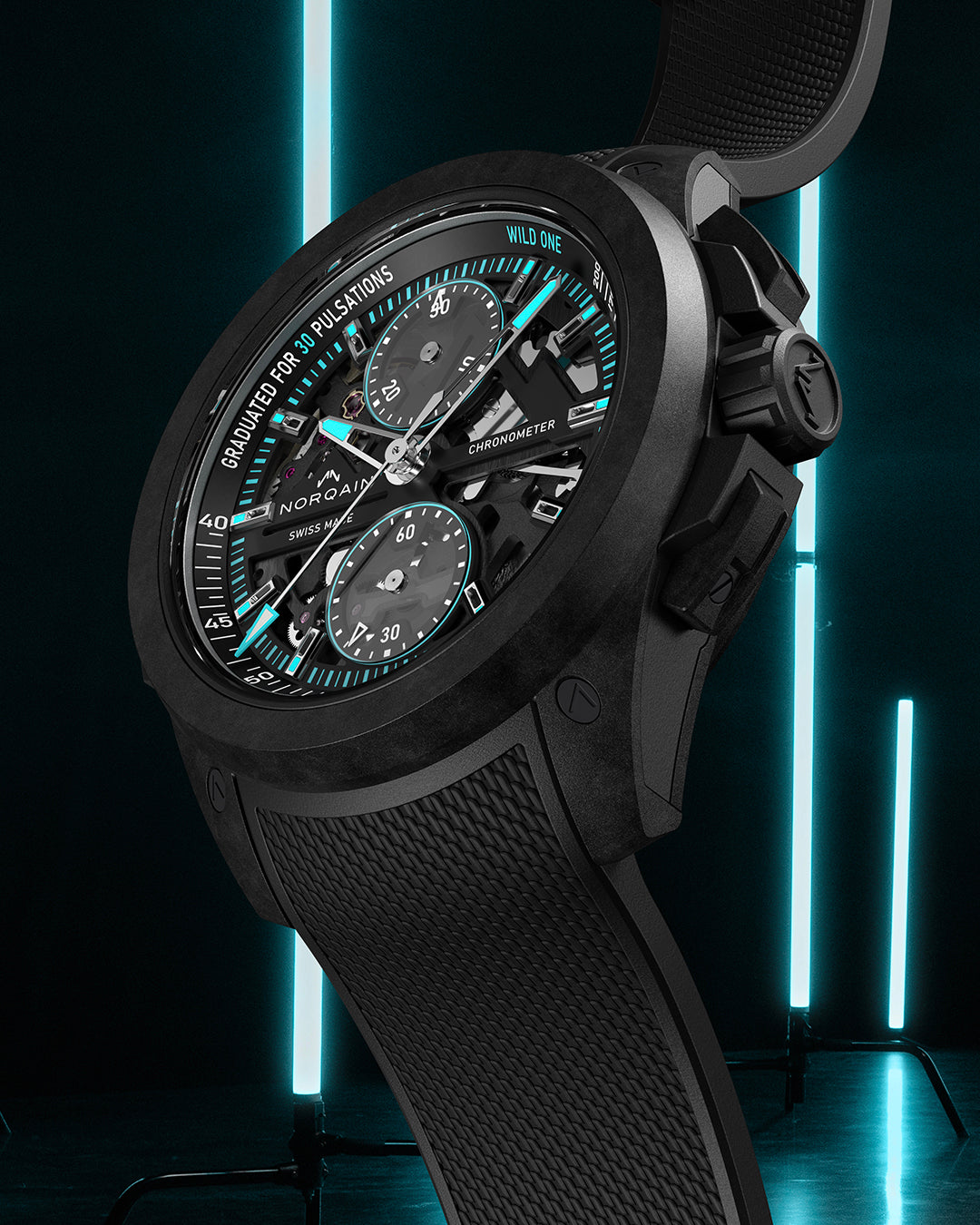 Norqain Independence Wild One Skeleton Chrono Auto (Turquoise Skeleton Dial / 42mm)