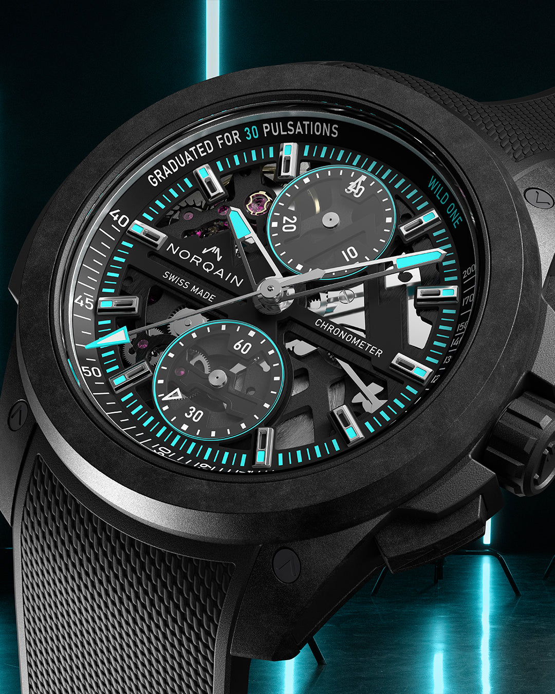 Norqain Independence Wild One Skeleton Chrono Auto (Turquoise Skeleton Dial / 42mm)