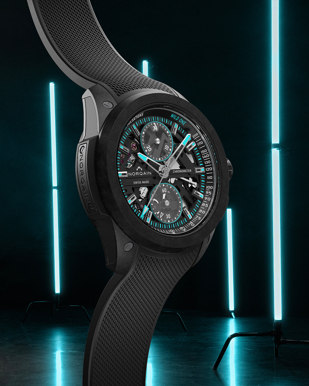 Norqain Independence Wild One Skeleton Chrono Auto (Turquoise Skeleton Dial / 42mm)