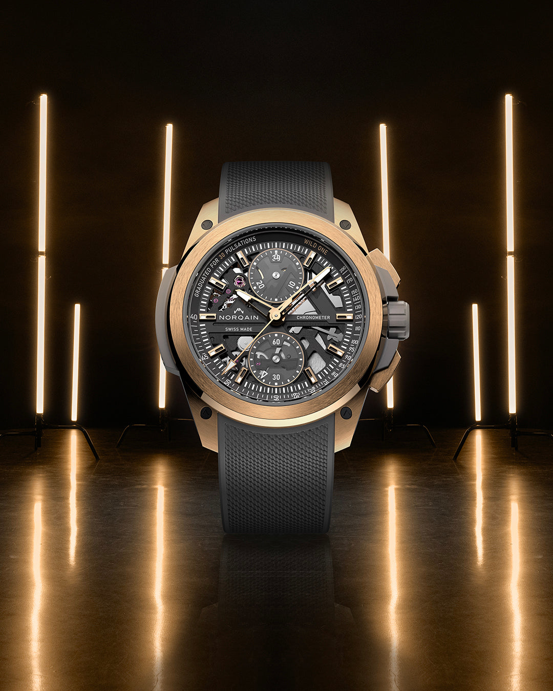 Norqain Independence Wild One Skeleton Chrono Red Gold Limited Edition Auto (Grey Skeleton Dial / 42mm)