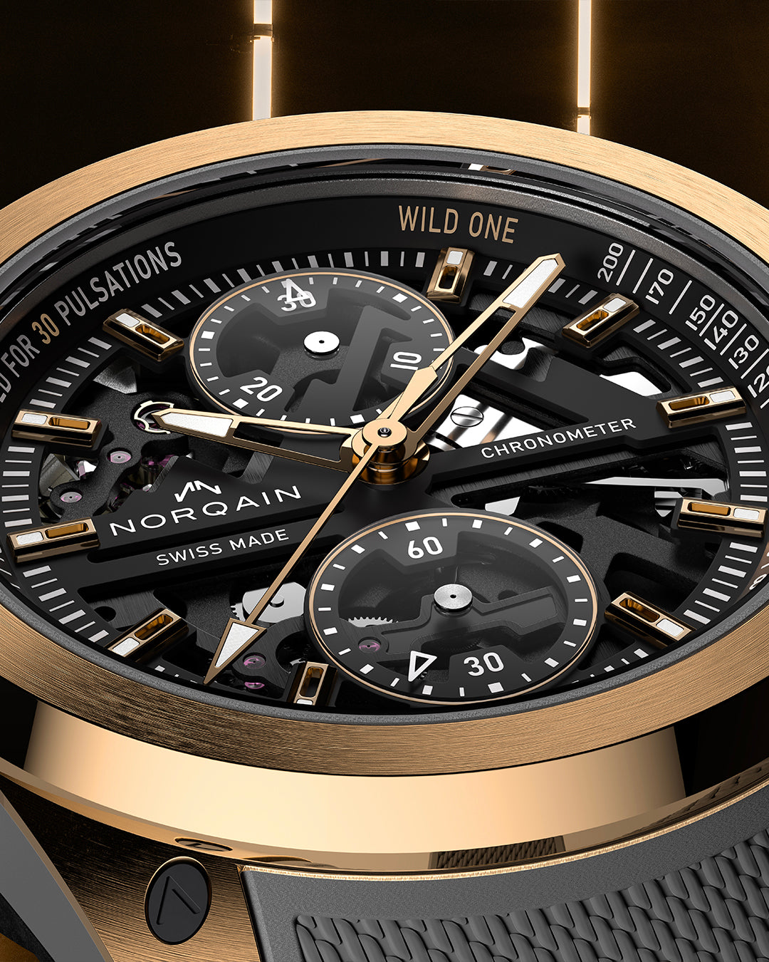 Norqain Independence Wild One Skeleton Chrono Red Gold Limited Edition Auto (Grey Skeleton Dial / 42mm)