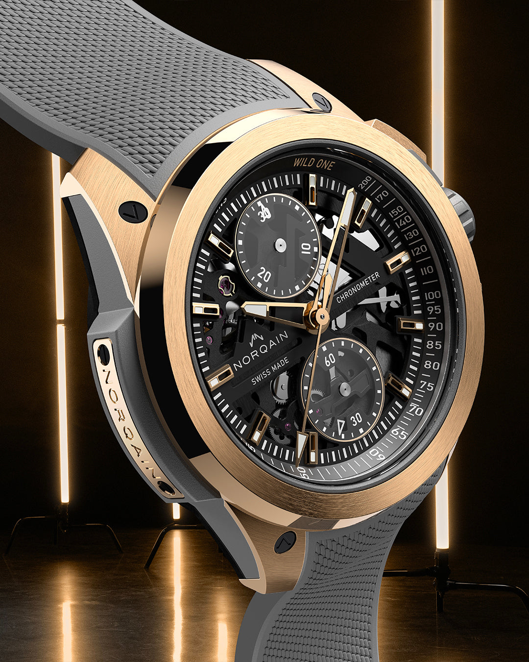 Norqain Independence Wild One Skeleton Chrono Red Gold Limited Edition Auto (Grey Skeleton Dial / 42mm)