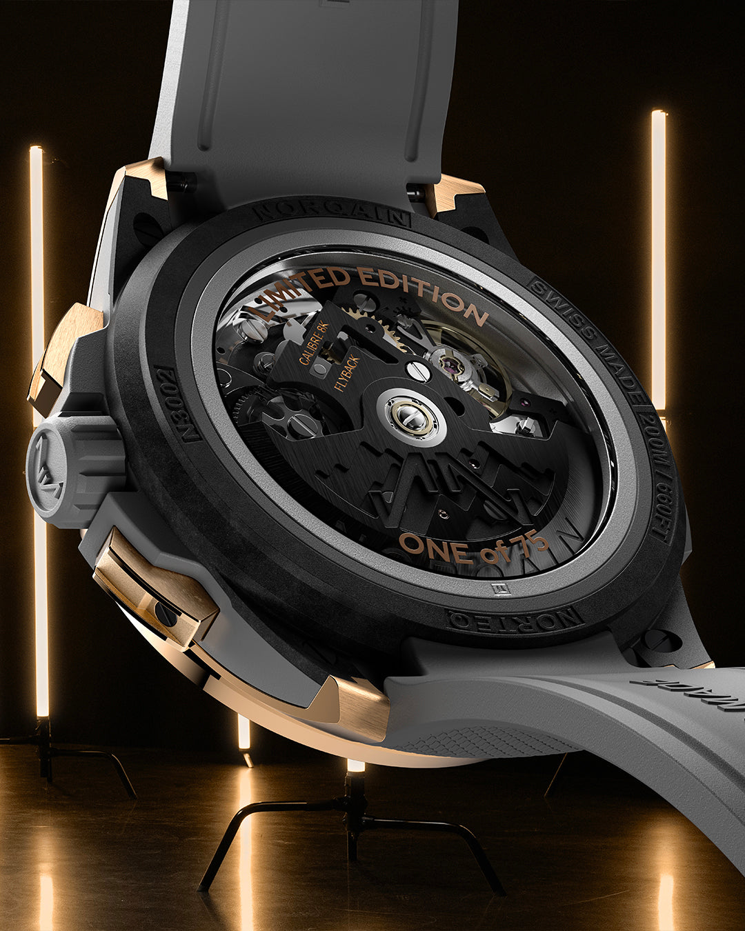 Norqain Independence Wild One Skeleton Chrono Red Gold Limited Edition Auto (Grey Skeleton Dial / 42mm)