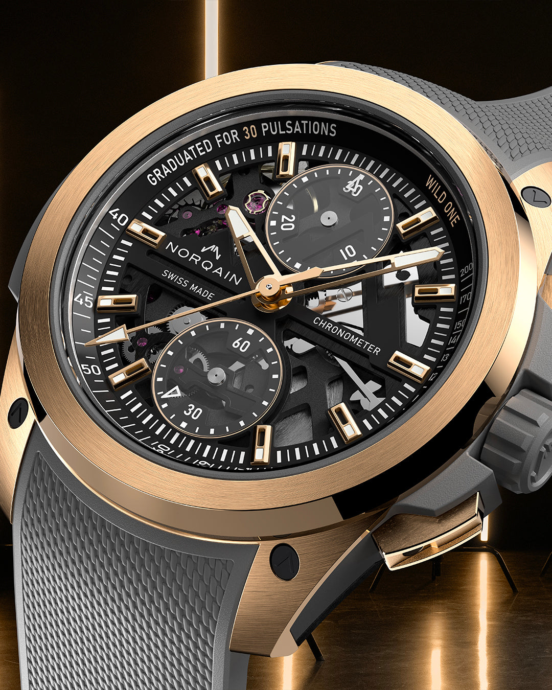 Norqain Independence Wild One Skeleton Chrono Red Gold Limited Edition Auto (Grey Skeleton Dial / 42mm)