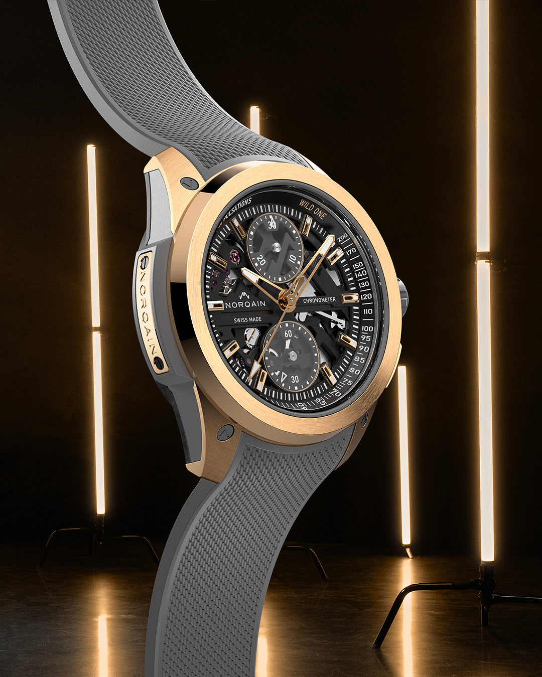 Norqain Independence Wild One Skeleton Chrono Red Gold Limited Edition Auto (Grey Skeleton Dial / 42mm)