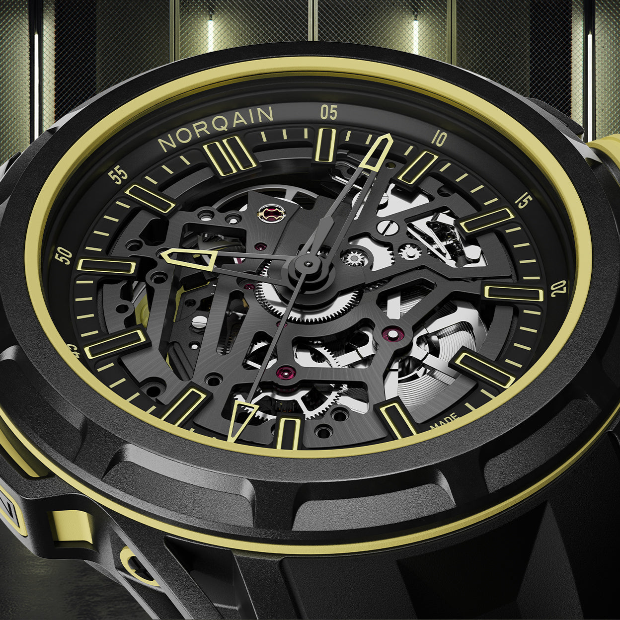 Norqain Independence Wild One Skeleton X-Lite Limited Edition Auto (Yellow Skeleton Dial / 41mm)