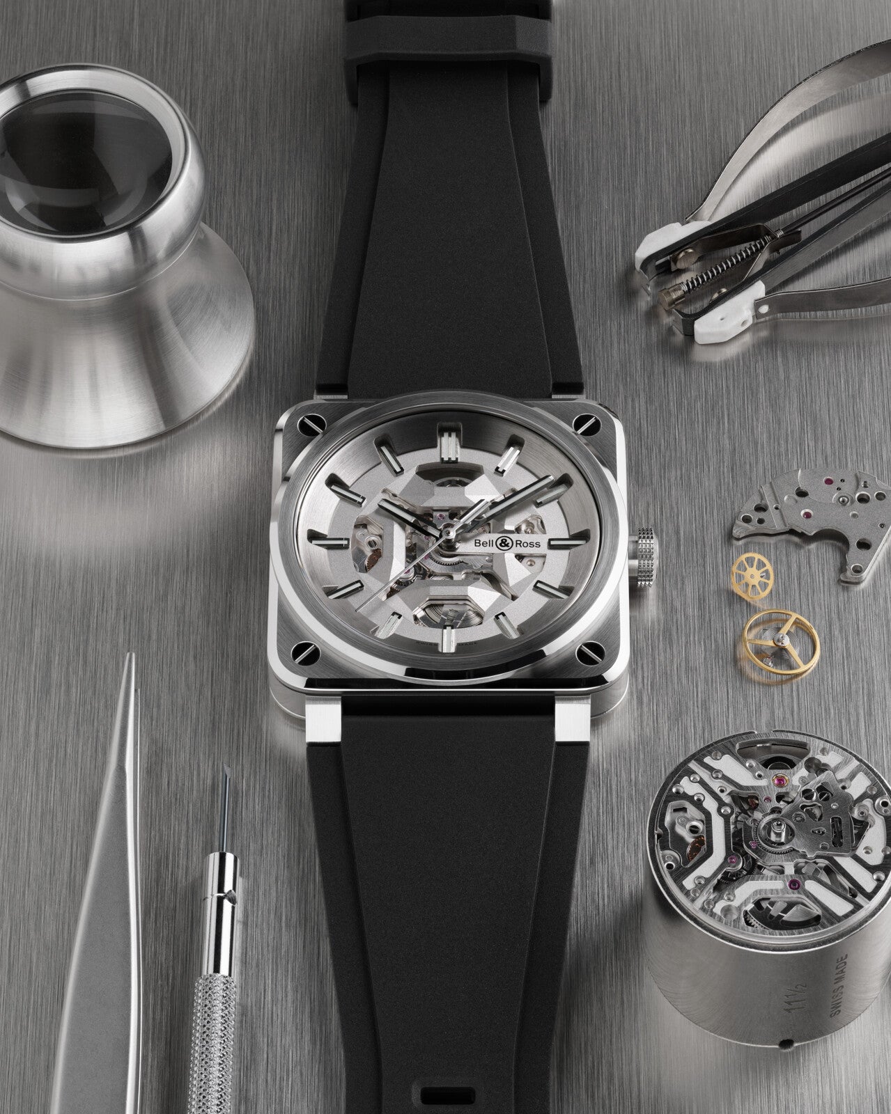 Bell & Ross BR 03 Skeleton Grey Steel Limited Edition Automatic BR03A-GR-SKST/SRB (Silver Dial / 41mm)