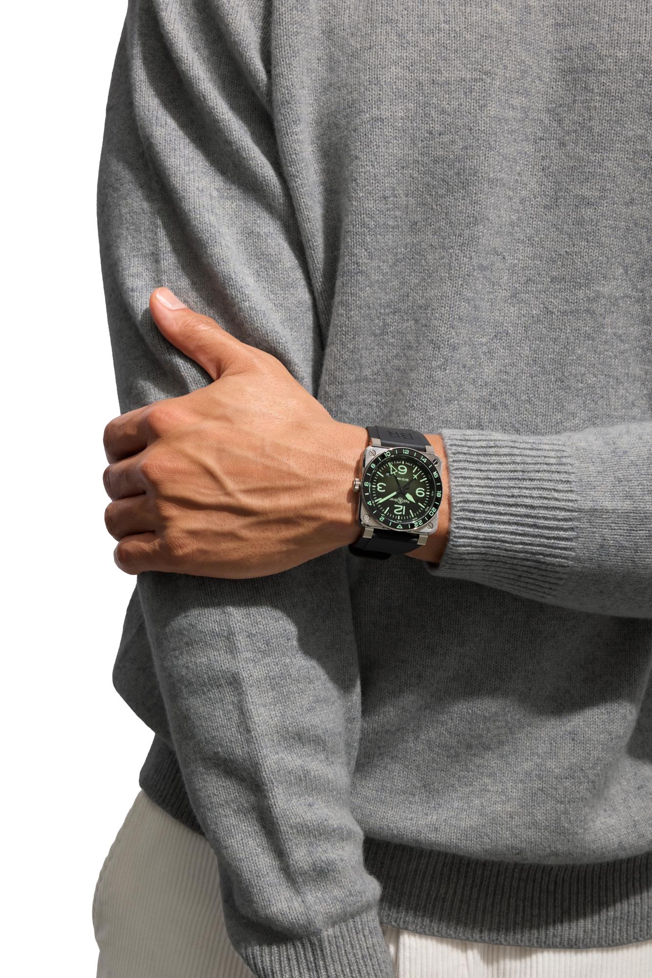 Bell & Ross BR 03 GMT Green Lum Limited Edition Automatic BR0393-GN-ST/SRB (Green Dial / 42mm)
