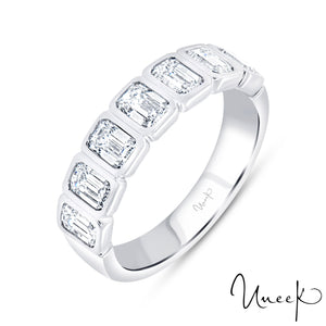 Uneek 18KW Emerald Cut Diamond Bezel Set Eternity Ring