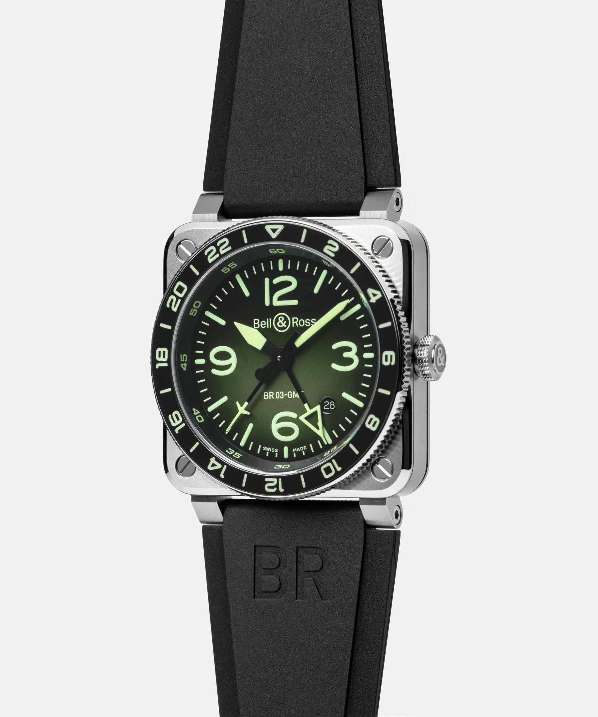 Bell & Ross BR 03 GMT Green Lum Limited Edition Automatic BR0393-GN-ST/SRB (Green Dial / 42mm)