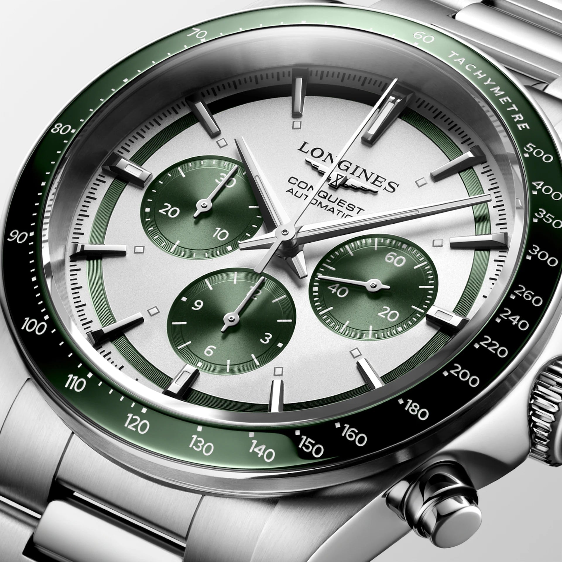 Longines Conquest Automatic Chronograph (Silver & Green Dial / 42mm)