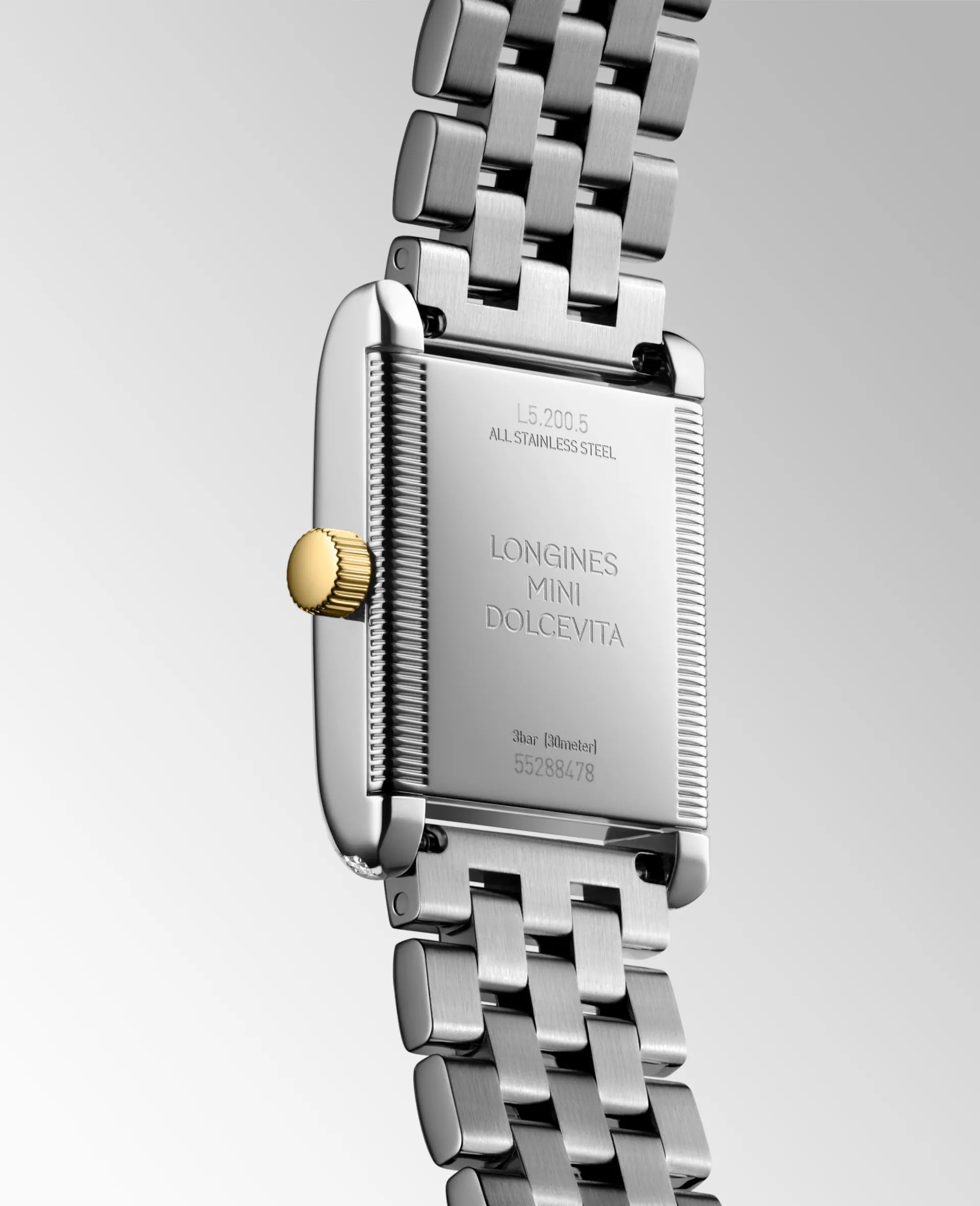 Longines Mini Dolcevita Quartz (Silver Dial / 21.5mm x 29mm / Two-Tone Yellow Gold / Diamond Bezel)