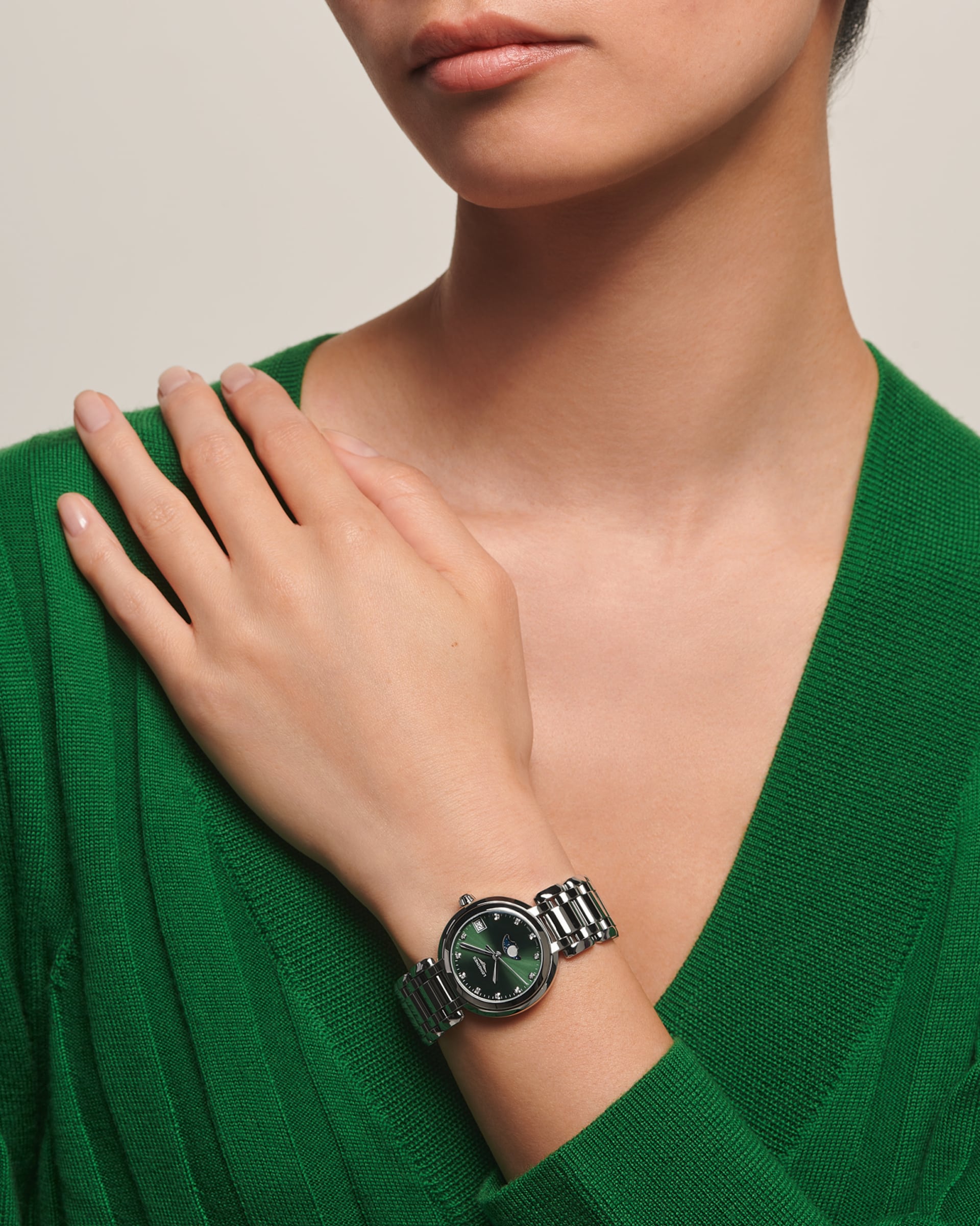 Longines Primaluna Moonphase Quartz (Green Dial / 30mm)