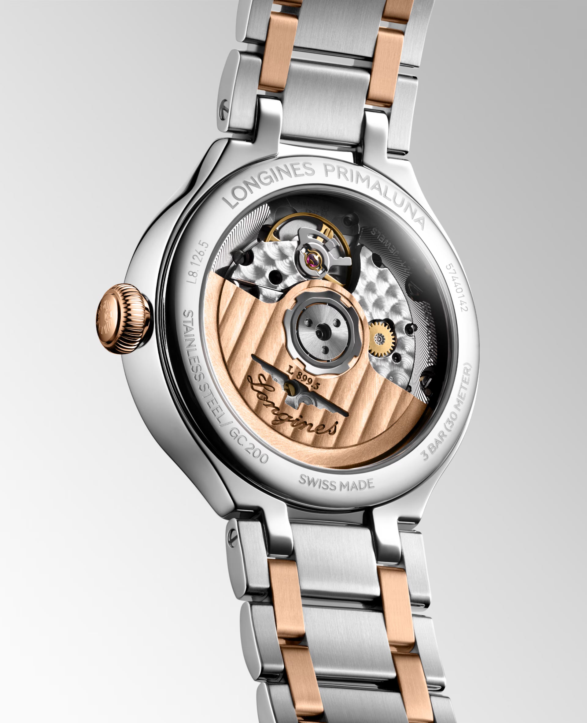 Longines Primaluna Moonphase Automatic (cadran argenté / 34 mm / bicolore or rose)