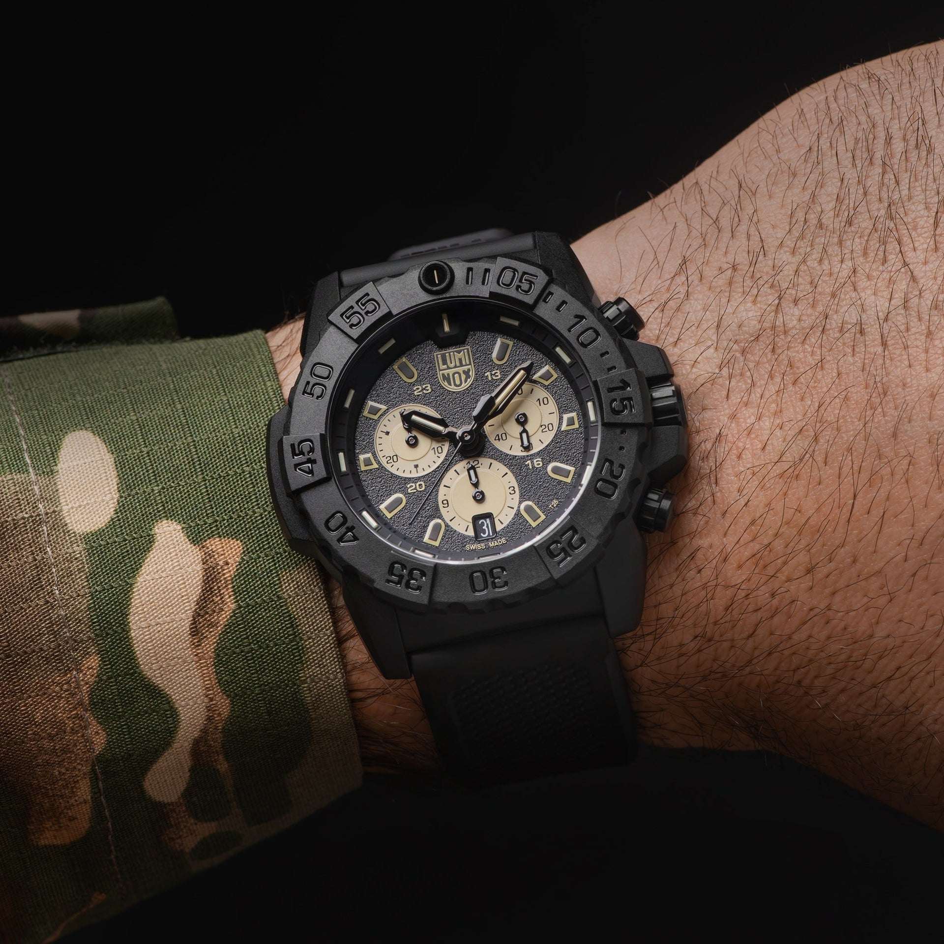 Navy SEAL Chronograph, 45MM - Black/Sand Dial