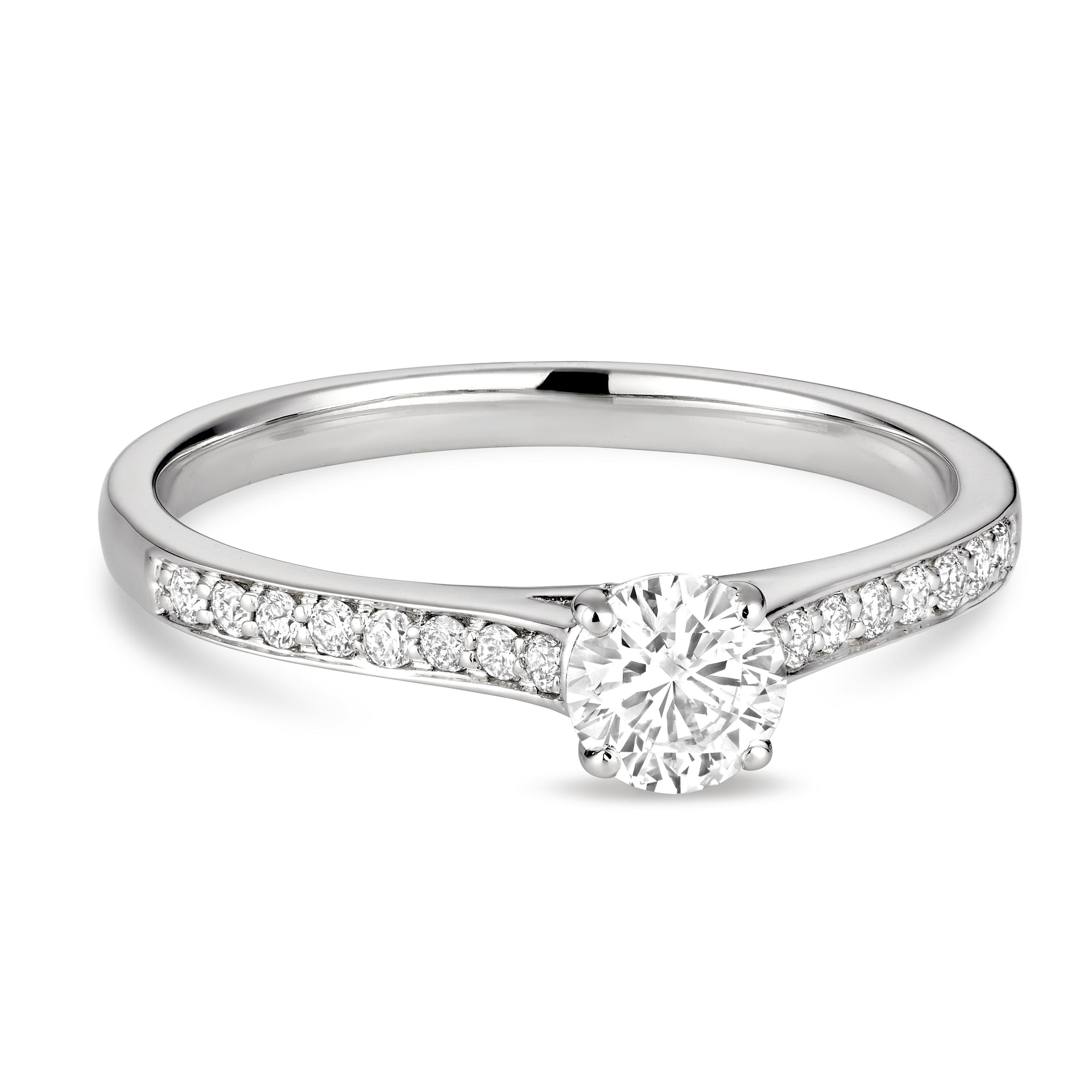 Bague de fiançailles en diamant rond de 14 carats de la collection Hemsleys