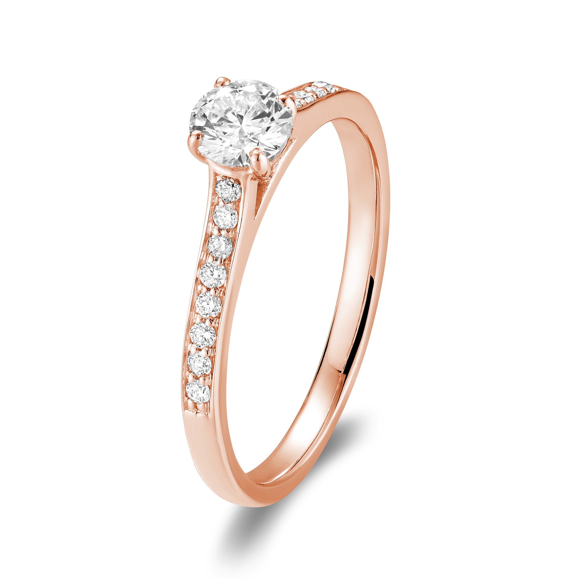 Bague de fiançailles en diamant rond de 14 carats de la collection Hemsleys