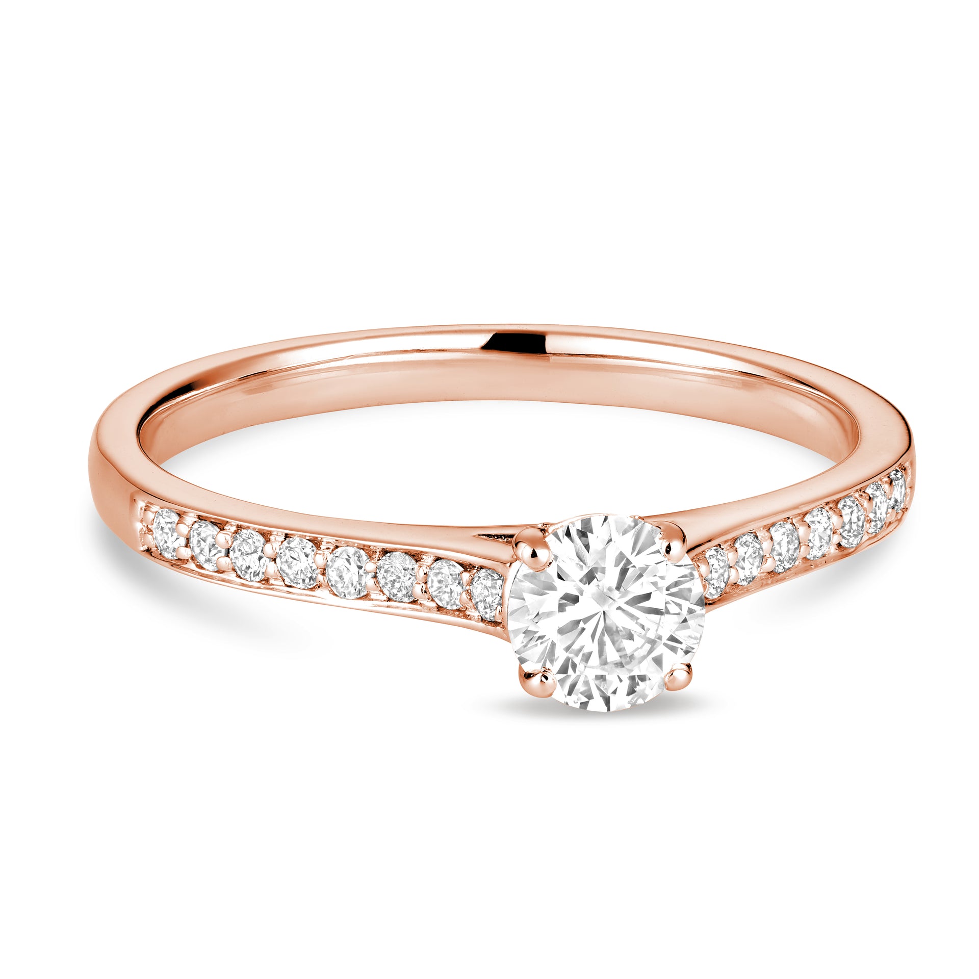 Bague de fiançailles en diamant rond de 14 carats de la collection Hemsleys