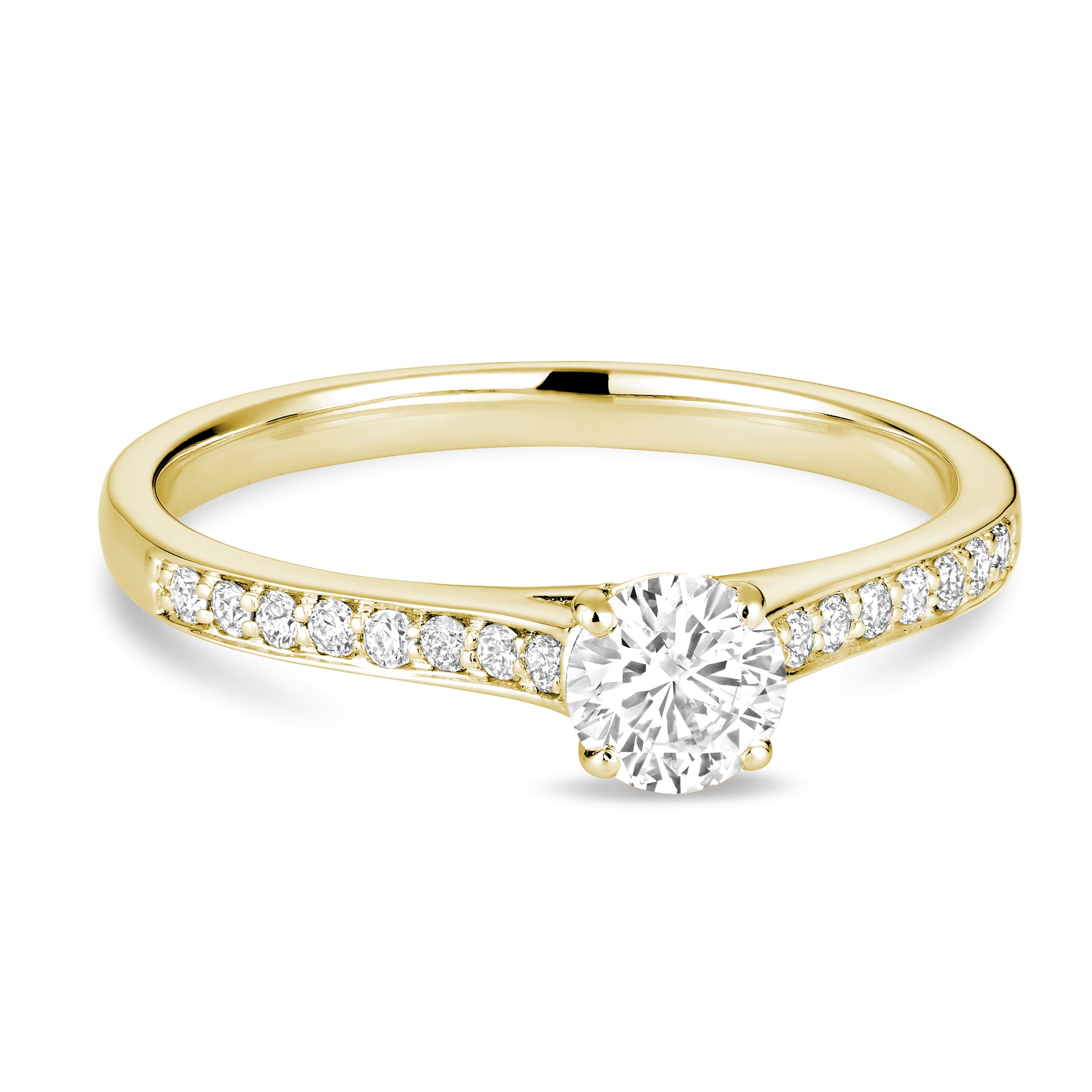 Bague de fiançailles en diamant rond de 14 carats de la collection Hemsleys