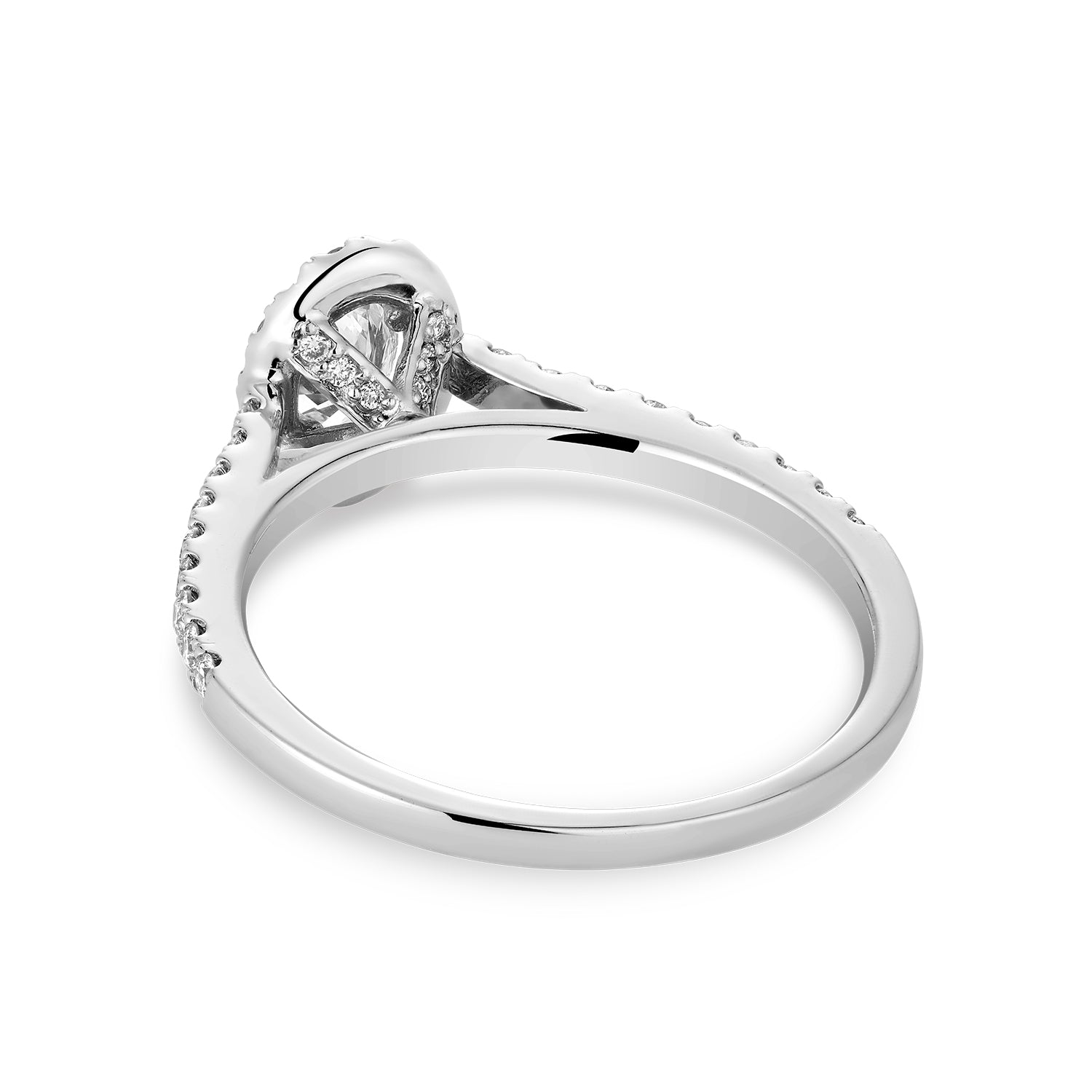 Collection Hemsleys Bague de fiançailles en diamant de forme ovale 14K avec un halo de forme ovale