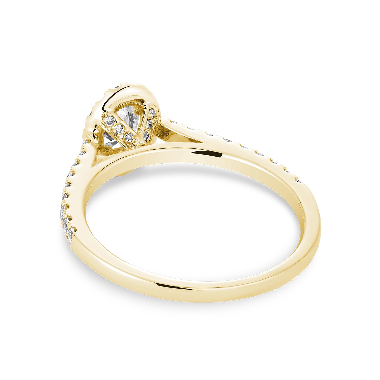 Collection Hemsleys Bague de fiançailles en diamant de forme ovale 14K avec un halo de forme ovale