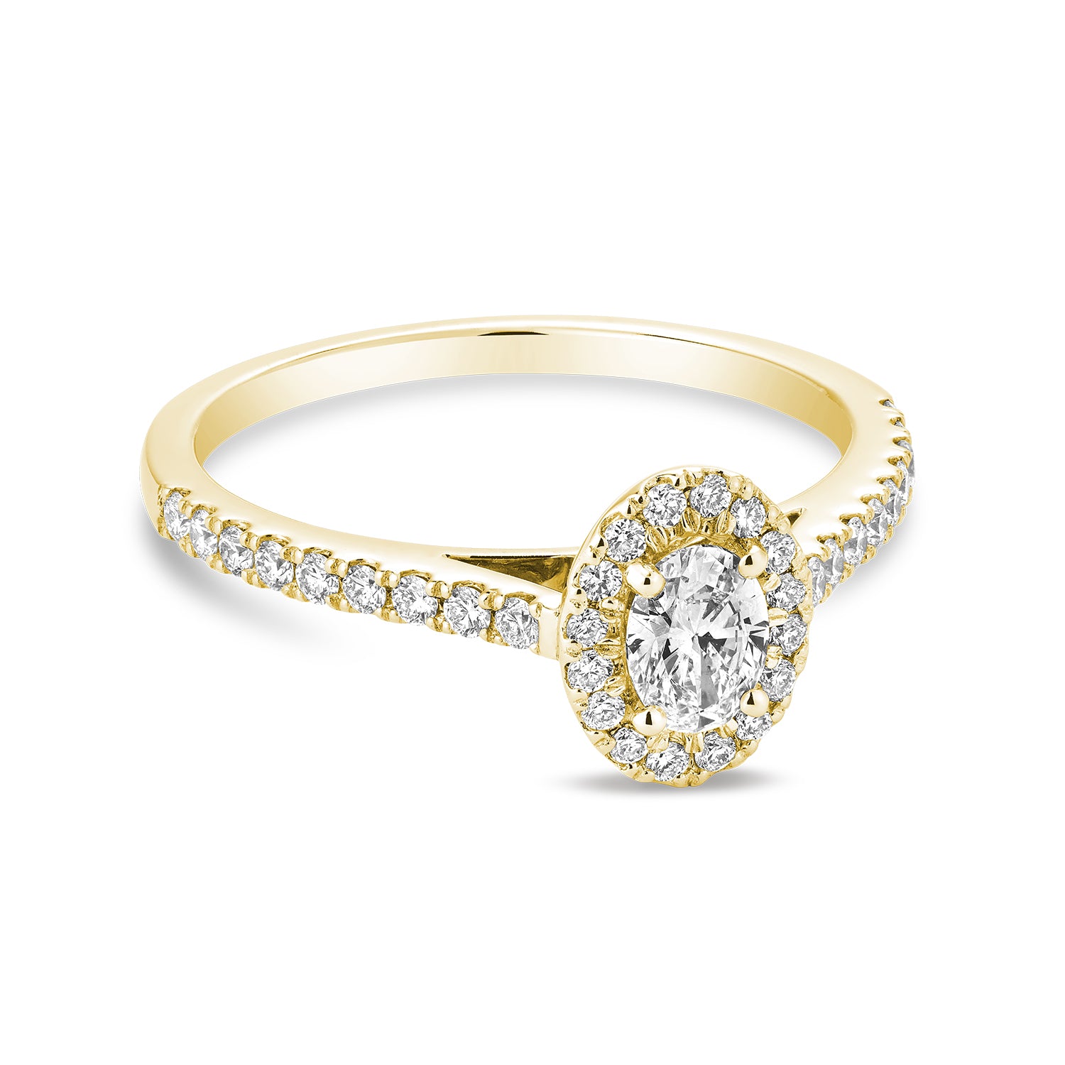 Collection Hemsleys Bague de fiançailles en diamant de forme ovale 14K avec un halo de forme ovale