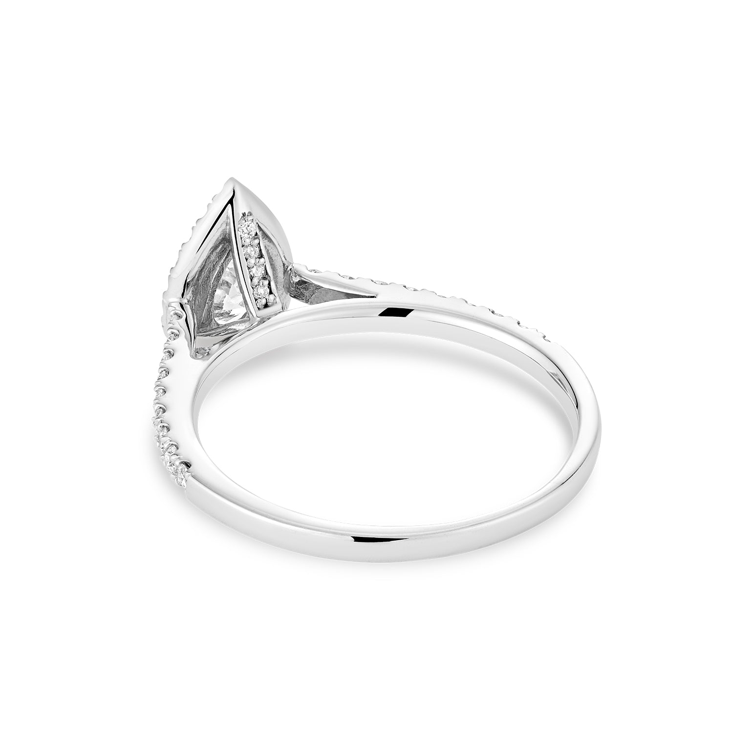 Collection Hemsleys Bague de fiançailles en diamant 14K en forme de poire avec un halo en forme de poire