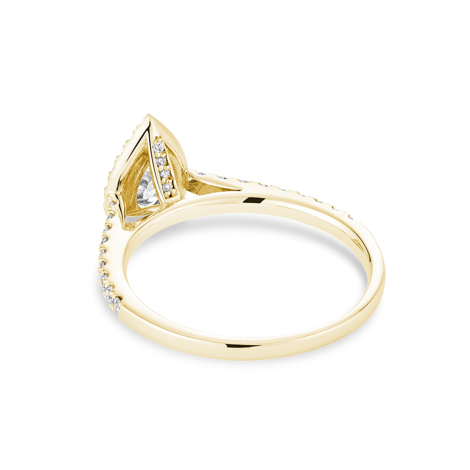 Collection Hemsleys Bague de fiançailles en diamant 14K en forme de poire avec un halo en forme de poire