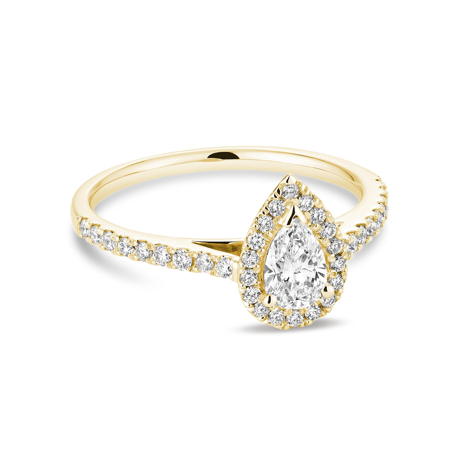 Hemsleys Collection 14K Pear Shape Diamond Engagement Ring with Pear Shape Halo