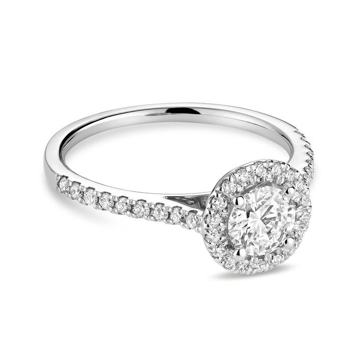 Hemsleys Collection 14K Round Diamond Engagement Ring with Round Halo