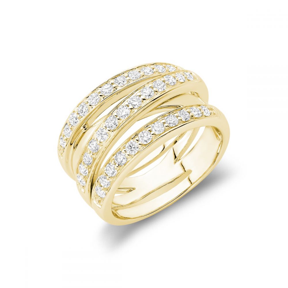 Bague à trois rangs en diamant 14K de la collection Hemsleys