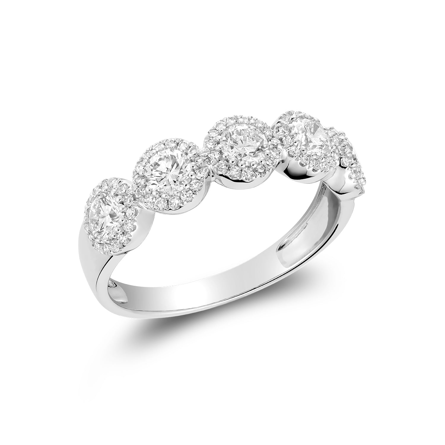 Hemsleys Collection 14K Five Stone Diamond Halo Band