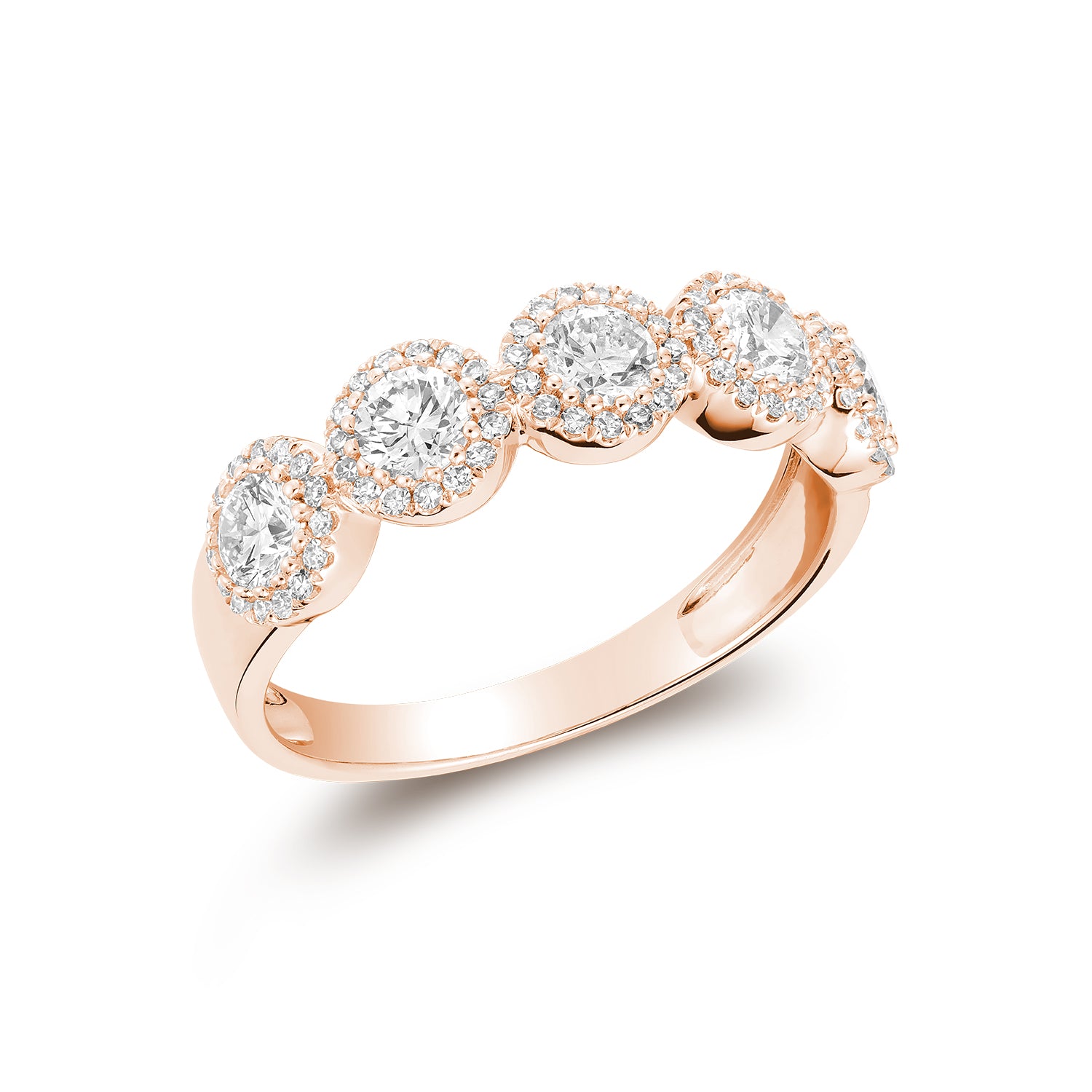 Hemsleys Collection 14K Five Stone Diamond Halo Band