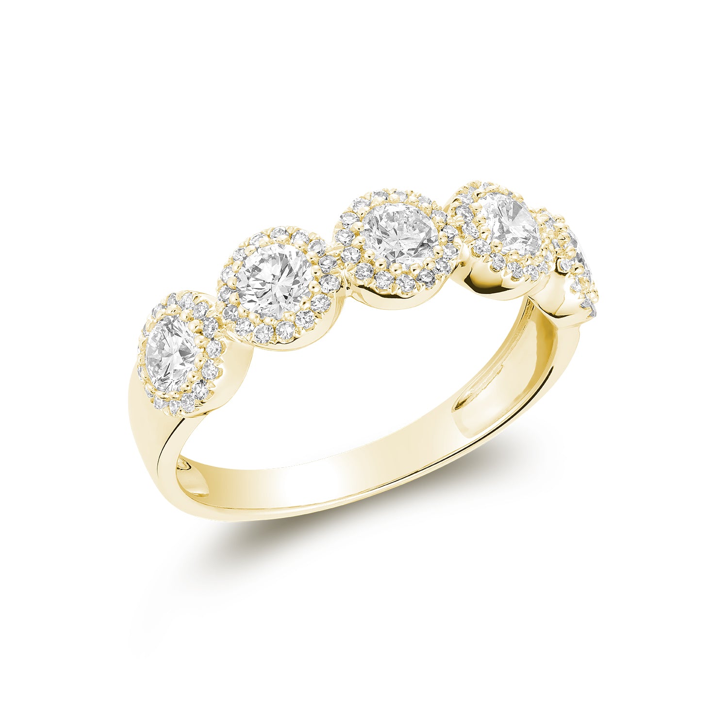 Hemsleys Collection 14K Five Stone Diamond Halo Band