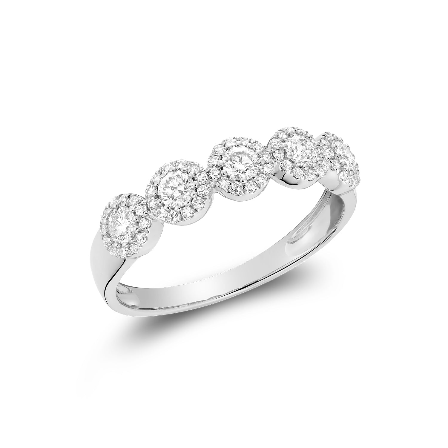 Hemsleys Collection 14K Five Stone Diamond Halo Band