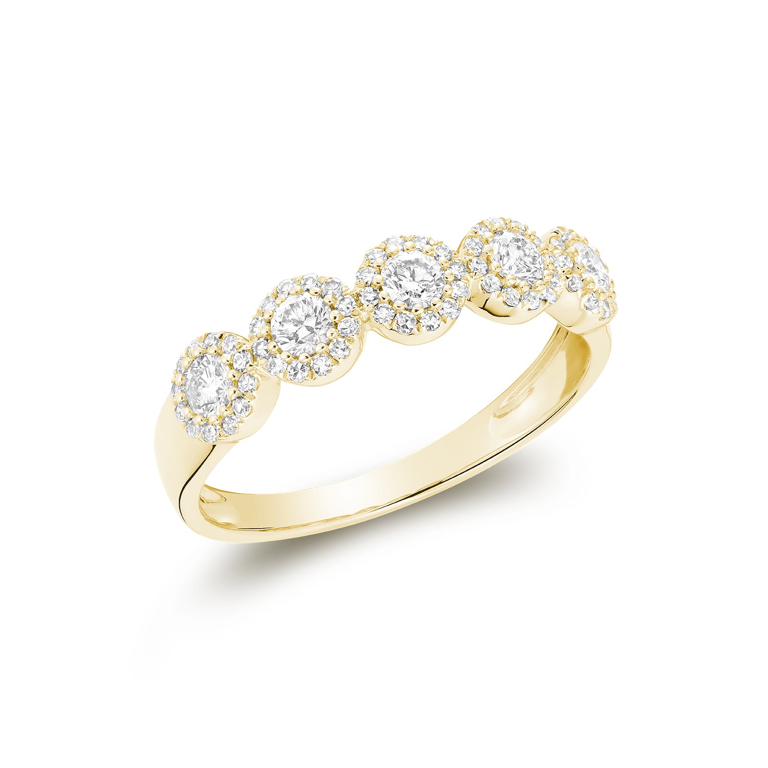 Hemsleys Collection 14K Five Stone Diamond Halo Band