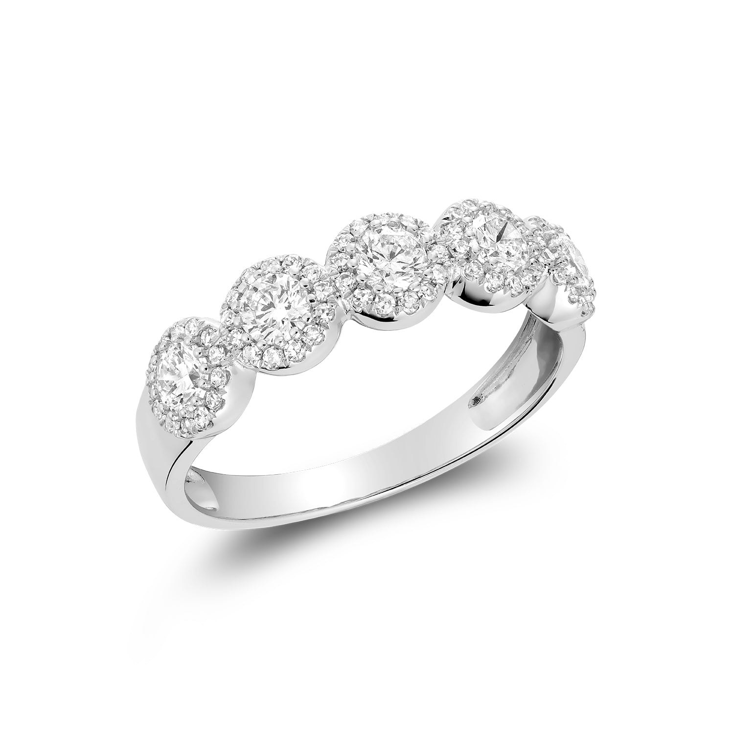 Hemsleys Collection 14K Five Stone Diamond Halo Band