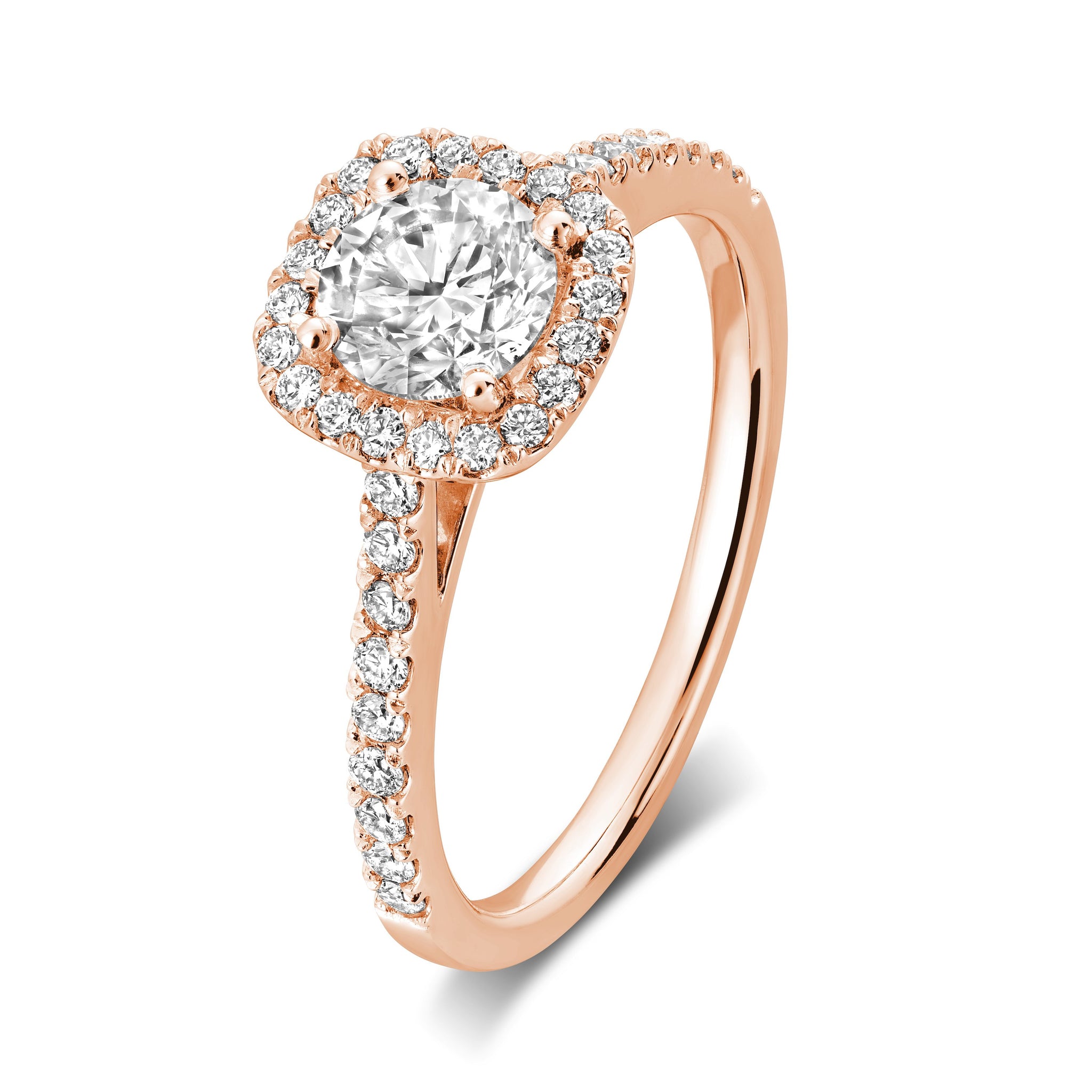 Hemsleys Collection 14K Round Diamond Cushion Halo Engagement Ring