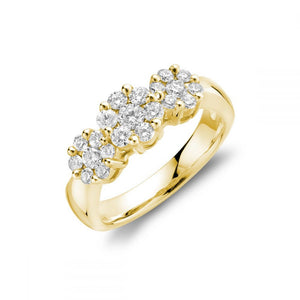 Hemsleys Collection 14K Cluster Diamond Illusion Set Three Stone Engagement Ring