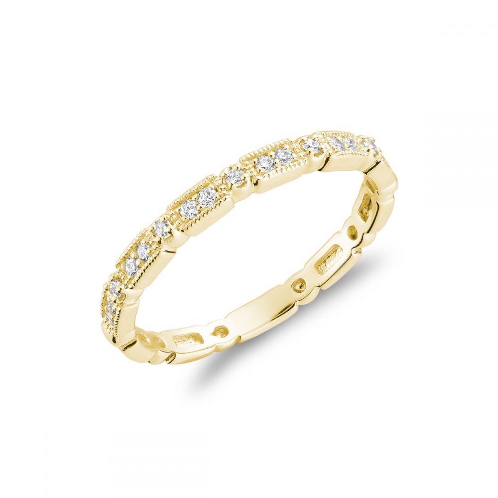 Hemsleys Collection 14K Diamond Rectangular Station Milgrain Eternity band