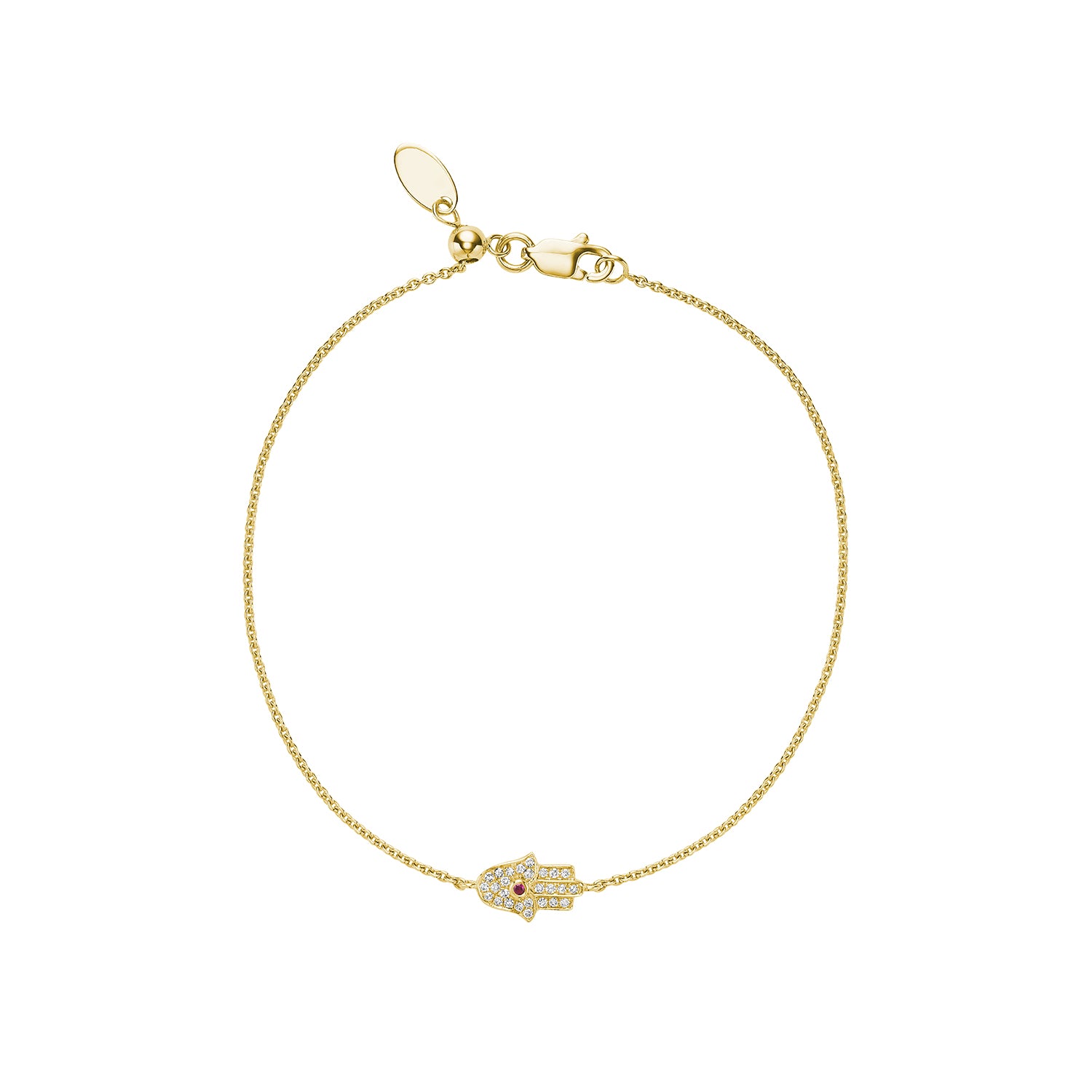 Collection Hemsleys Bracelet Bolo Hamsa en diamant et rubis 14K