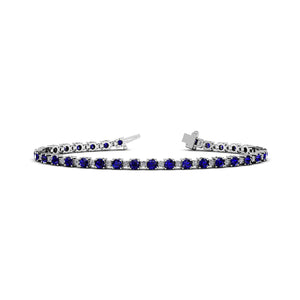 Hemsleys Collection 14KW Blue Sapphire & Diamond Tennis Bracelet