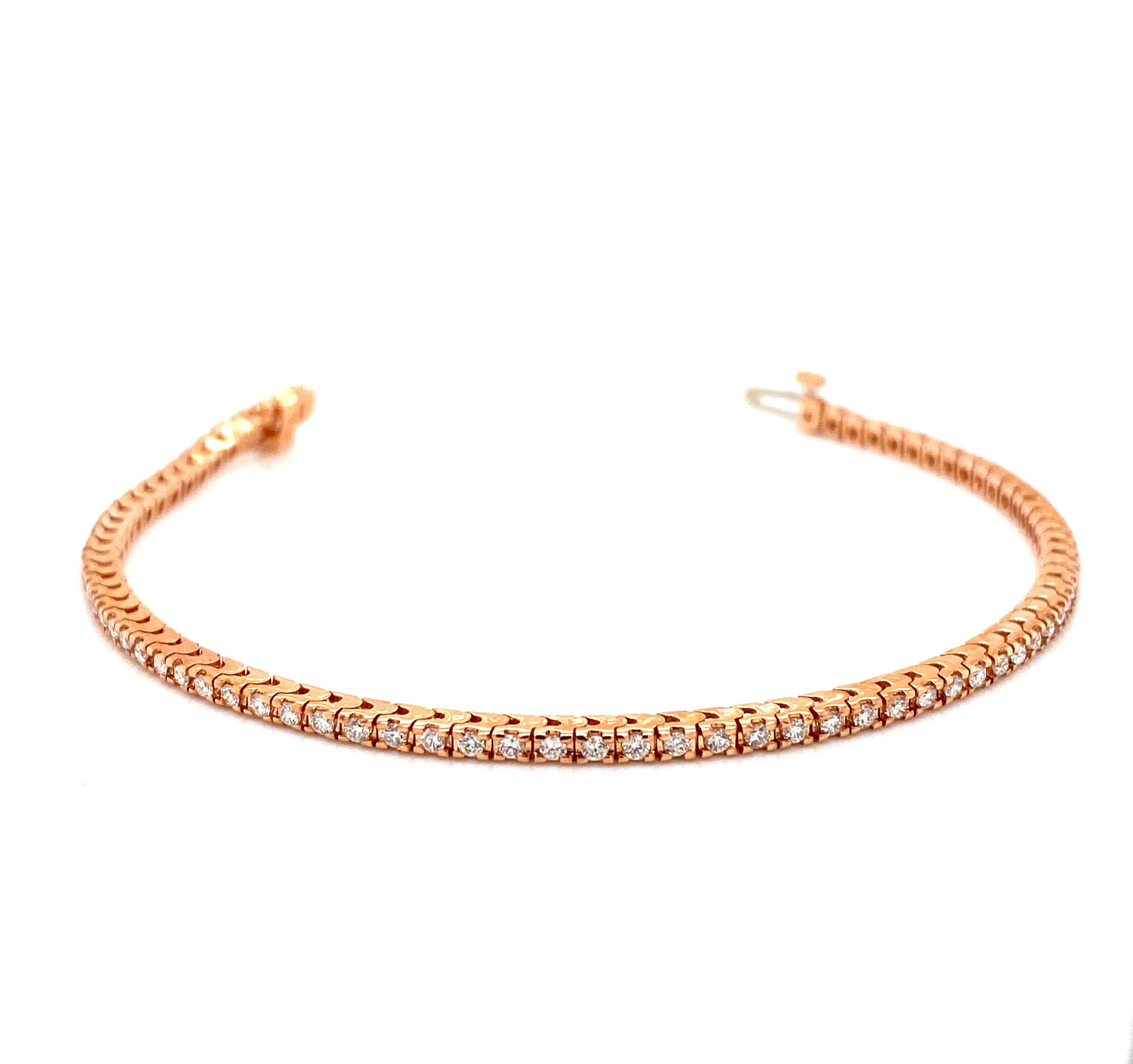 Hemsleys Collection 14K Four-Prong Round Diamond Tennis Bracelet