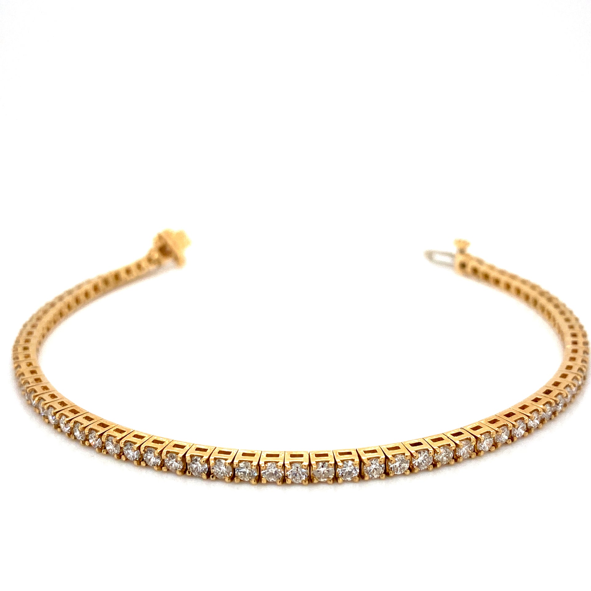 Hemsleys Collection 14K Four-Prong Round Diamond Tennis Bracelet