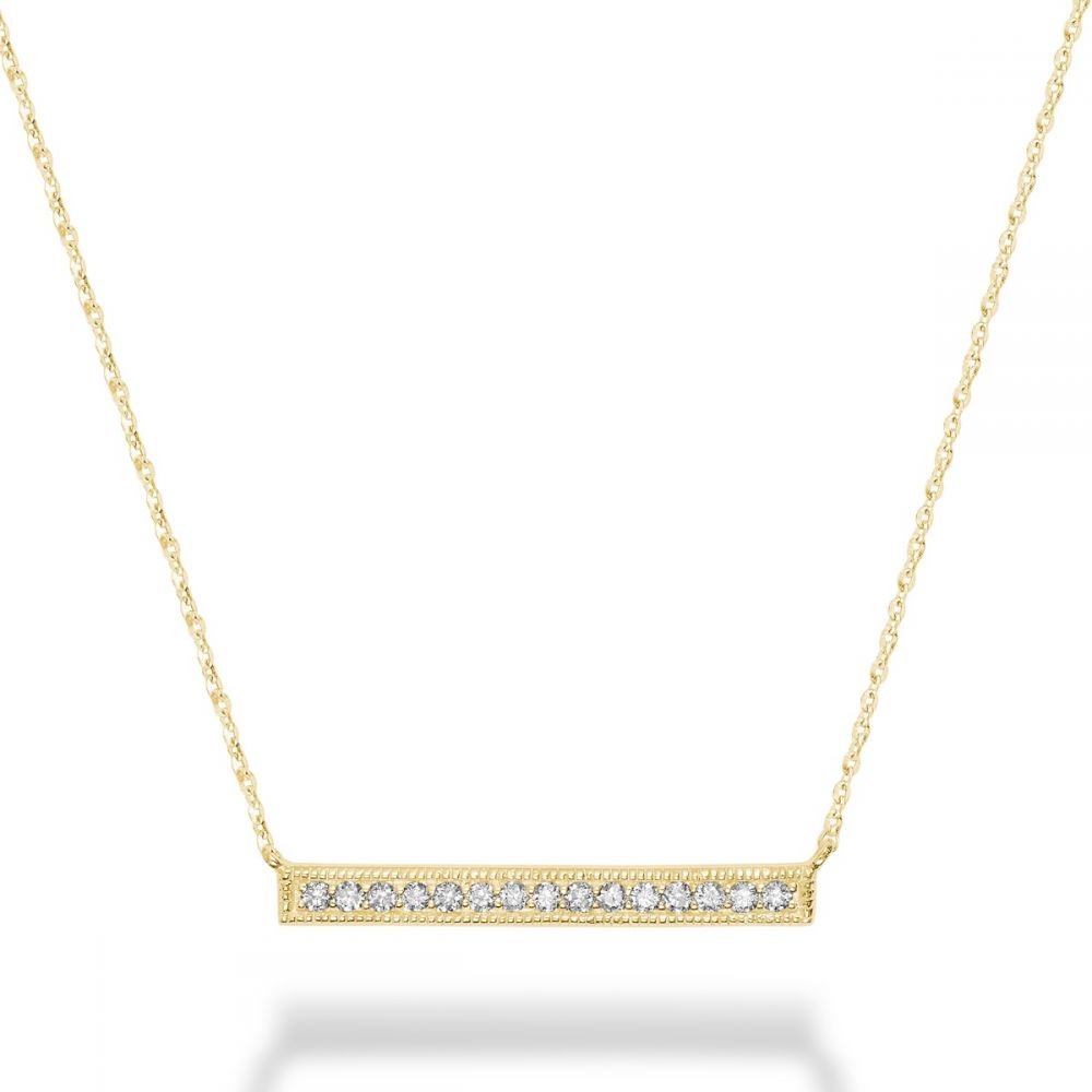 Hemsleys Collection 14K Straight Diamond & Milgrain Bar Necklace