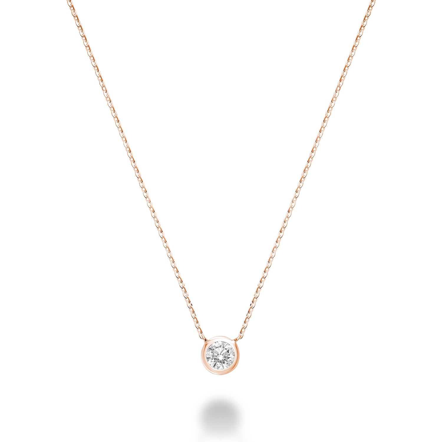 Hemsleys Collection 14K Round Diamond Bezel Set Necklace