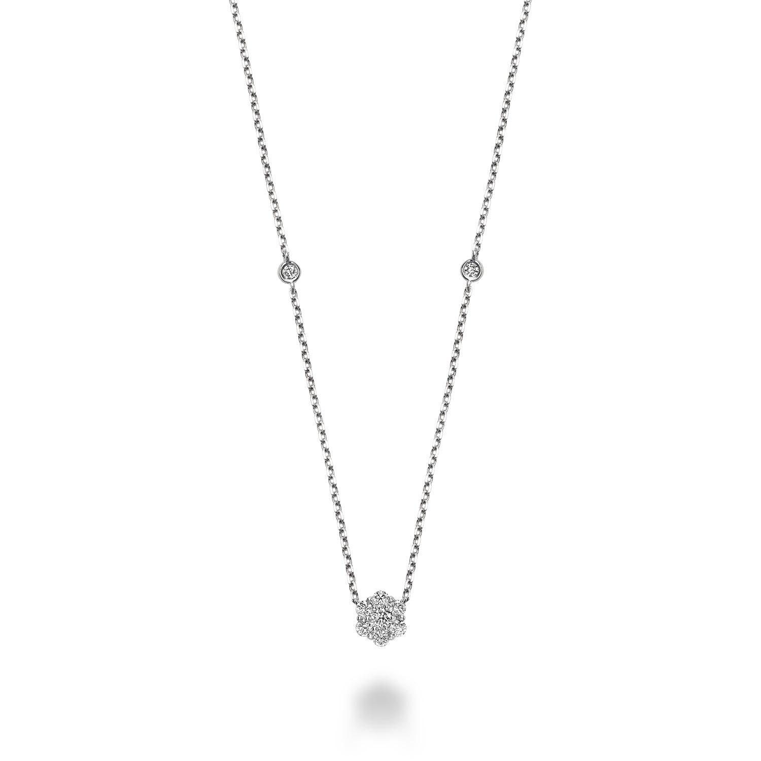 Hemsleys Collection 14K Flower Illusion Set Diamond Necklace